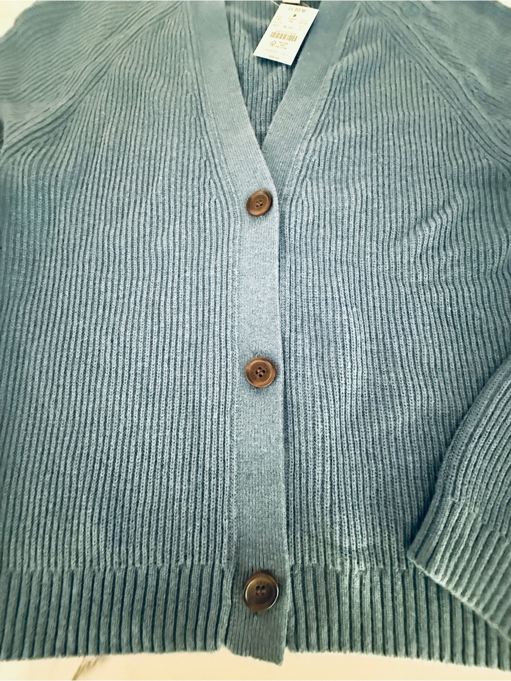 J. Crew Women's Ribbed Button-Front Cardigan - Dusty Blue - Picture 5 of 6
